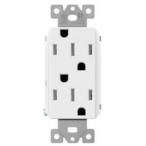 Lider Convertible Decorator Receptacle, Residential Grade and UL Listed, Child Safe Tamper-Resistant Wall Outlet, Matte Finish, Modern Upgrades, 15A 125V, White