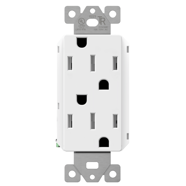 Lider Convertible Decorator Receptacle, Residential Grade and UL Listed, Child Safe Tamper-Resistant Wall Outlet, Matte Finish, Modern Upgrades, 15A 125V, White